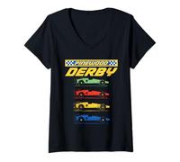 Mujer Classic Pinewood Derby Pop Art Cub Scouts Retro Race Cars Camiseta Cuello V