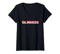 Mujer Classic: Vintage Retro Gamer Text for Non-Old Men & Women Camiseta Cuello V