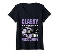 Mujer Classy Until The Puck Drops | |- Camiseta Cuello V