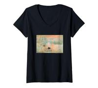 Mujer Claude Monet Impression, Sunrise Camiseta Cuello V