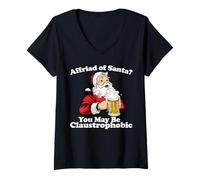 Mujer Claustrophobic Santa Claus Pun Camiseta Cuello V