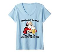 Mujer Claustrophobic Santa Claus Pun Camiseta Cuello V