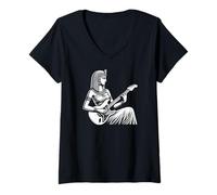Mujer Cleopatra Tocando la Guitarra eléctrica Camiseta Cuello V