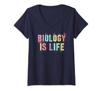 Mujer Clever Biology Is Life Stem Trip Teacher Inspire Nerd Tech Camiseta Cuello V