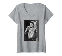 Mujer Cliff Richard muérdago y Cantante de Vino en Vivo en 1985 Camiseta Cuello V