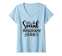 Mujer Club Antisocial de menopausia a Juego para Mujer de Mediana Edad Camiseta Cuello V