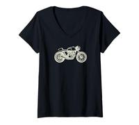 Mujer Club de Motocicletas Vintage Café Racer Camiseta Cuello V