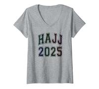 Mujer Club HAJJ 2025 Hadja Filadelfia Peregrino Hajji Viajes Camiseta Cuello V