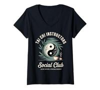Mujer Club Social de Instructores de Tai Chi Camiseta Cuello V