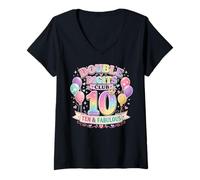 Mujer Club Ten de Dos dígitos y un Fabuloso arcoíris gráfico en Colores Pastel Camiseta Cuello V