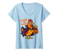 Mujer Cluck or Treat Funny Chicken Halloween Costume Art Camiseta Cuello V