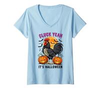 Mujer Cluck Yeah It's Halloween Rooster Moon Camiseta Cuello V