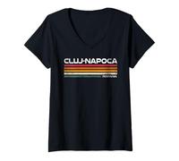 Mujer Cluj-Napoca - Recuerdo de la Ciudad rumana con diseño Retro de Rumania Camiseta Cuello V