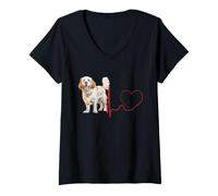 Mujer Clumber Spaniel Dog Heartbeat ECG Mis Perros Son mi Cardio Camiseta Cuello V