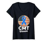 Mujer CMT Warrior Charcot-Marie-Tooth - Cinta de concientización sobre la Enfermedad Camiseta Cuello V