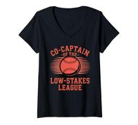 Mujer Co-Capitán Ligas de Béisbol Intramural de Low Stakes Camiseta Cuello V