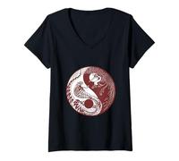 Mujer Cobra y Grulla, Yin y Yang Chi-Gong Tai-Chi Yoga Qi Gong Camiseta Cuello V