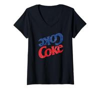 Mujer Coca-Cola Americana Mirrored Image Coke Logo Camiseta Cuello V