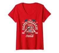 Mujer Coca-Cola Christmas Always Ice Cold Happy Hollidays Poster Camiseta Cuello V
