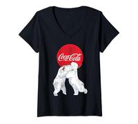 Mujer Coca-Cola Christmas Polar Bears Classic Logo Camiseta Cuello V