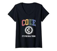 Mujer Coca-Cola Coke It's The Real Thing Genuine & Authentic Logo Camiseta Cuello V