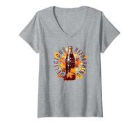 Mujer Coca-Cola Delicious Refreshing Leaves Classic Bottle Camiseta Cuello V