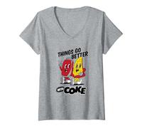 Mujer Coca-Cola & Pizza Things Go Better with Coke Friends Retro Camiseta Cuello V