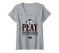 Mujer Coca-Cola Play Refreshed Football Soccer Ball Classic Logo Camiseta Cuello V