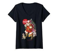 Mujer Coca-Cola Santa Claus Christmas Logo Camiseta Cuello V