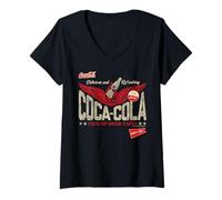 Mujer Coca-Cola Sign of Good Taste Wings Vintage Logo Camiseta Cuello V