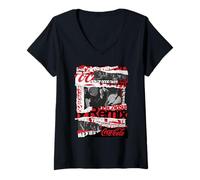 Mujer Coca-Cola Vintage Ripped Music Posters Collage Camiseta Cuello V