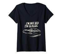 Mujer Coche clásico Divertido Frase Camiseta Cuello V