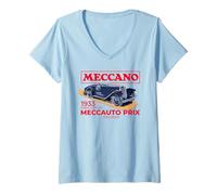 Mujer Coche de Carreras Retro Meccano Paris 1933 Camiseta Cuello V