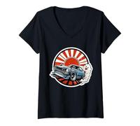 Mujer Coche Deportivo JDM Retro diseño Sticker Drift Camiseta Cuello V
