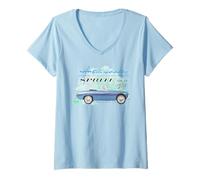 Mujer Coche Deportivo Retro BMH Austin-Healey Sprite MKIV Camiseta Cuello V