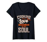 Mujer Cocinar con Amor Proporciona alimento para el Alma Camiseta Cuello V