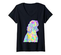 Mujer Cocker Spaniel con Corazones Gafas de Sol Coastal Summer Vibes Camiseta Cuello V