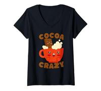 Mujer Cocoa Crazy Hot Chocolate Kawaii Lindo Divertido Camiseta Cuello V