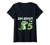 Mujer Cocodrilo 5º cumpleaños Reptil Fiesta Humor niños Oh Snap Camiseta Cuello V