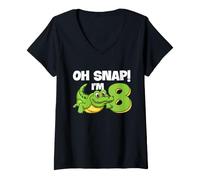 Mujer Cocodrilo 8º cumpleaños Reptil Fiesta Humor niños Oh Snap Camiseta Cuello V
