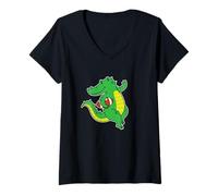 Mujer Cocodrilo Juega fútbol Americano Camiseta Cuello V