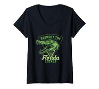 Mujer Cocodrilo, residentes de Florida, pantano de Reptiles y Everglades Pride Vibe Camiseta Cuello V