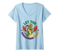Mujer Cocodrilos cocodrilo Mardi Gras dejó Que comiencen Las travesuras Camiseta Cuello V