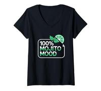 Mujer Cóctel 100% Mojito Mood Lime Mint Camiseta Cuello V