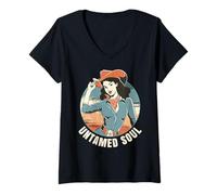 Mujer Codgirl. Alma indómita. Salvaje por Naturaleza. Camiseta Cuello V