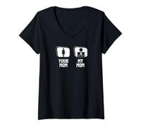 Mujer Codificador Tu Mamá Mi Mamá Hija Hijo Divertido Desarrollador de Software Camiseta Cuello V