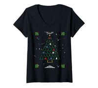 Mujer Código Binario Árbol de Navidad Programador Codificador Tech Holiday Camiseta Cuello V