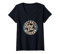 Mujer Código de Área 313 | What Up Doe Vintage Detroit Michigan Camiseta Cuello V