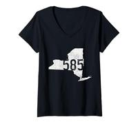 Mujer Código de área 585 Rochester Livingston New York NY Pride Camiseta Cuello V
