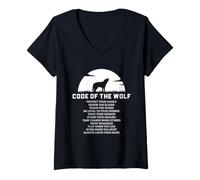 Mujer Código de la Familia del Lobo Lealtad Luna Llena Cita Gráfico Camiseta Cuello V